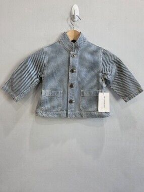 Hey Gang Railroad Stripe Denim Chore Coat Jacket Button Size 18 Toddler